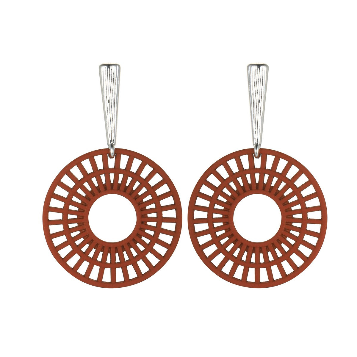 Geometric Orange Hoop Earrings YD21801ORG
