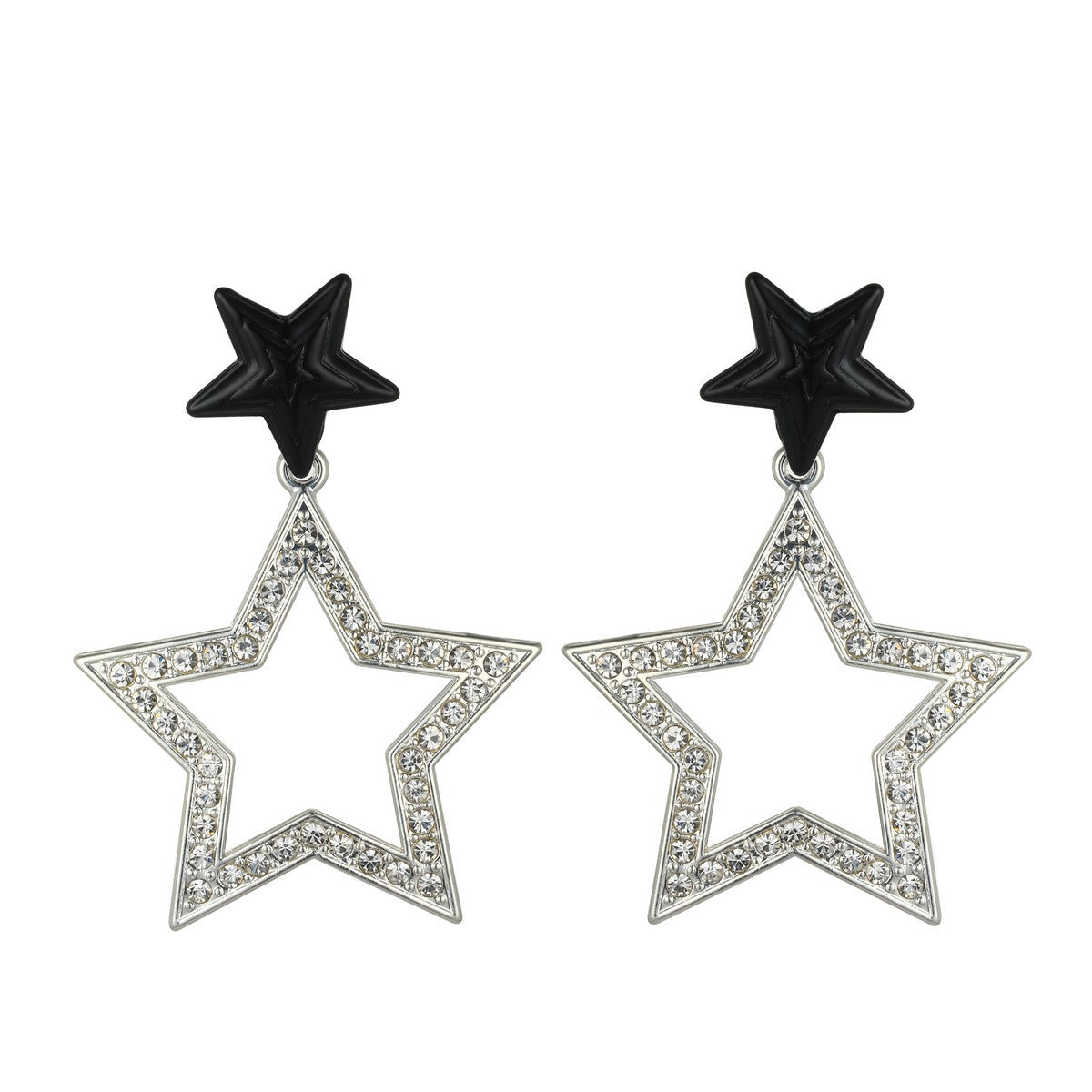 Silver Star Earrings with Diamantes YD21826SLR