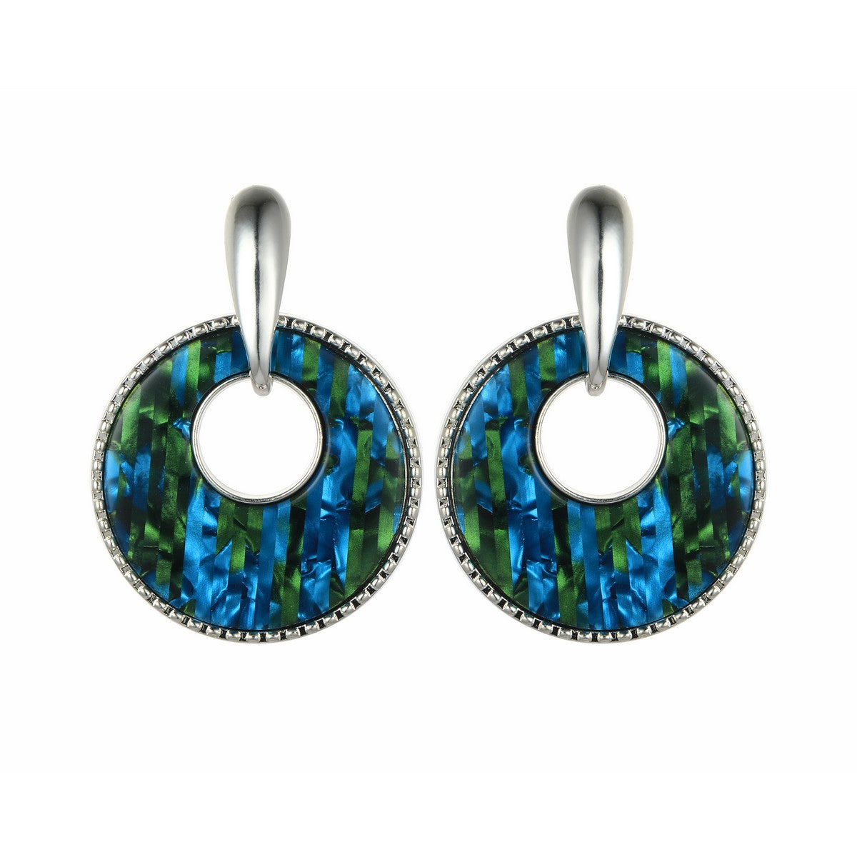 Chunky Hoop Earrings - Blue YD21828BLU