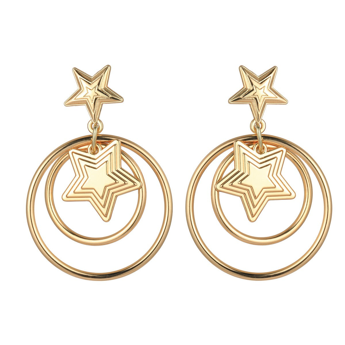 Gold Star Stacked Hoop Earrings YD21839YGD