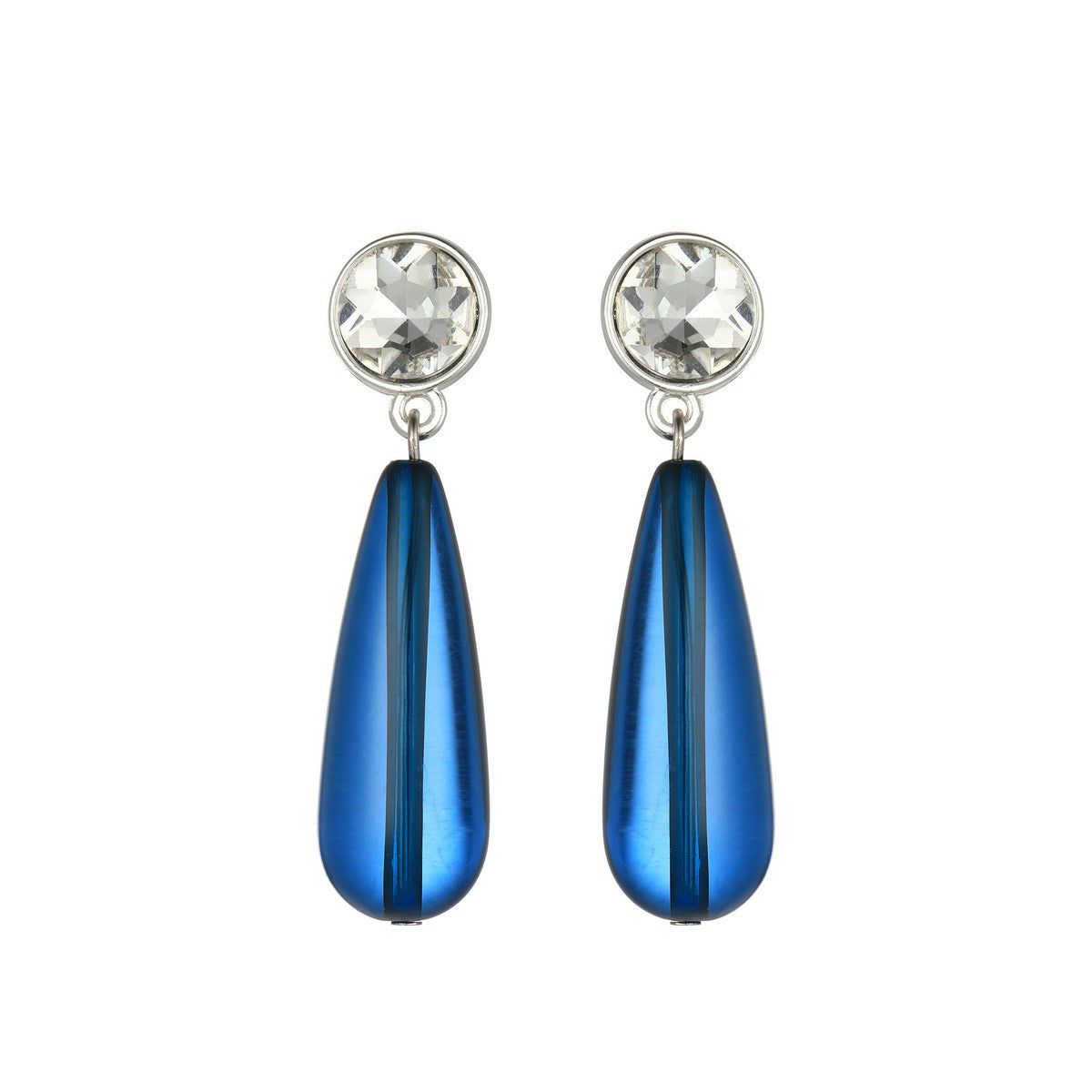 Blue Tear-Drop Earrings with Gem YD21851NVY