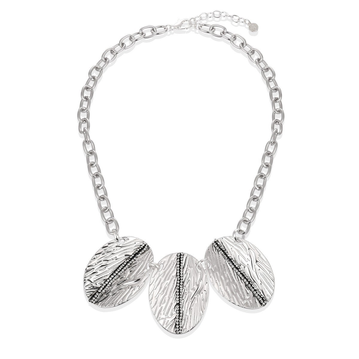 Silver Tripple-Bead Chain Link Fashion Necklace YD22046SLR