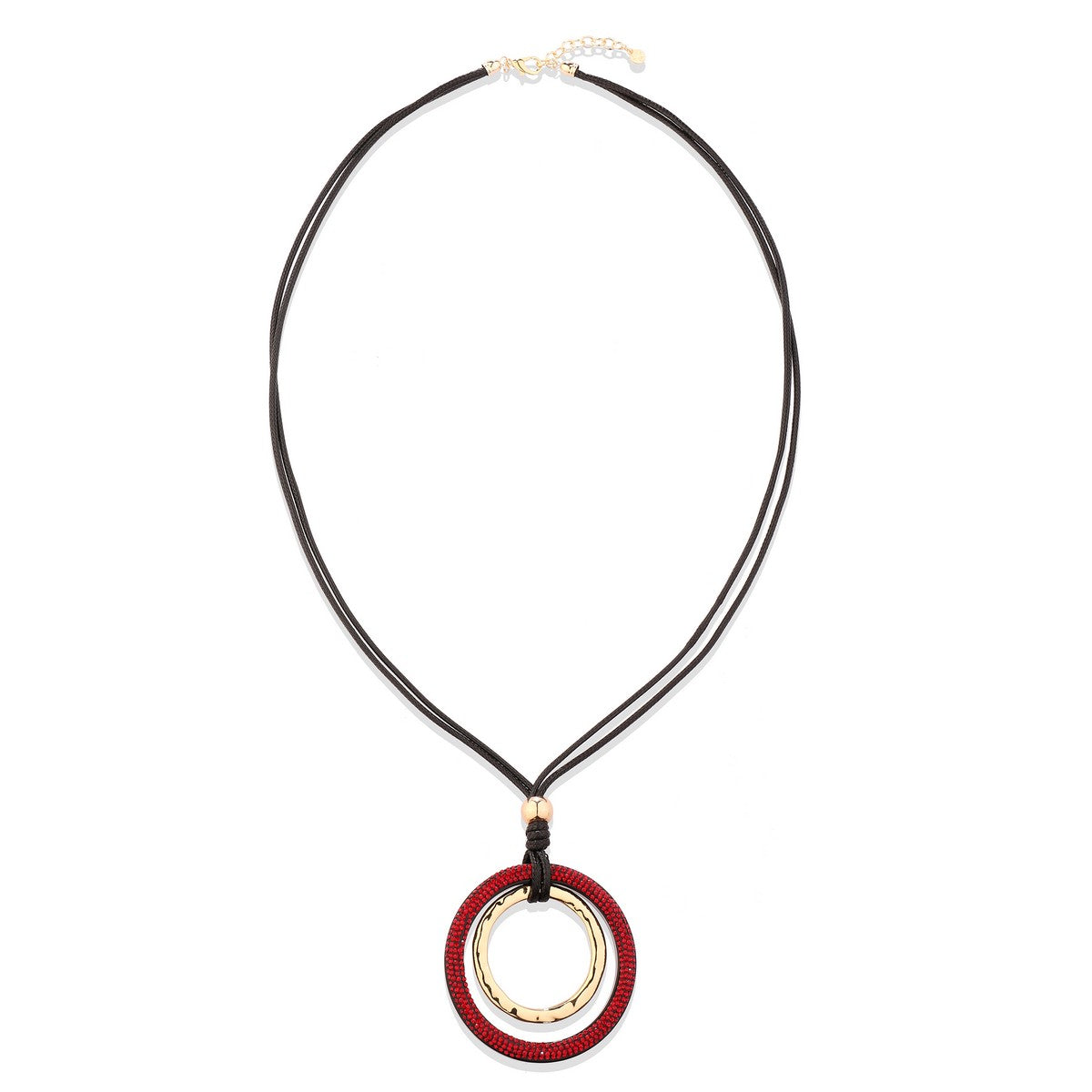 Red & Gold Ring Pendant Long Necklace YD22050RED