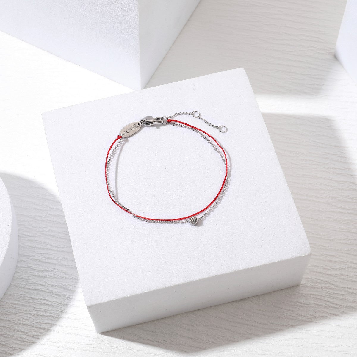Layered String Bracelet with Round Gem - Silver YD22907SLR