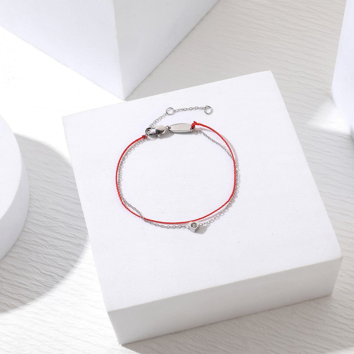 Layered String Bracelet with Heart - Silver YD22908SLR