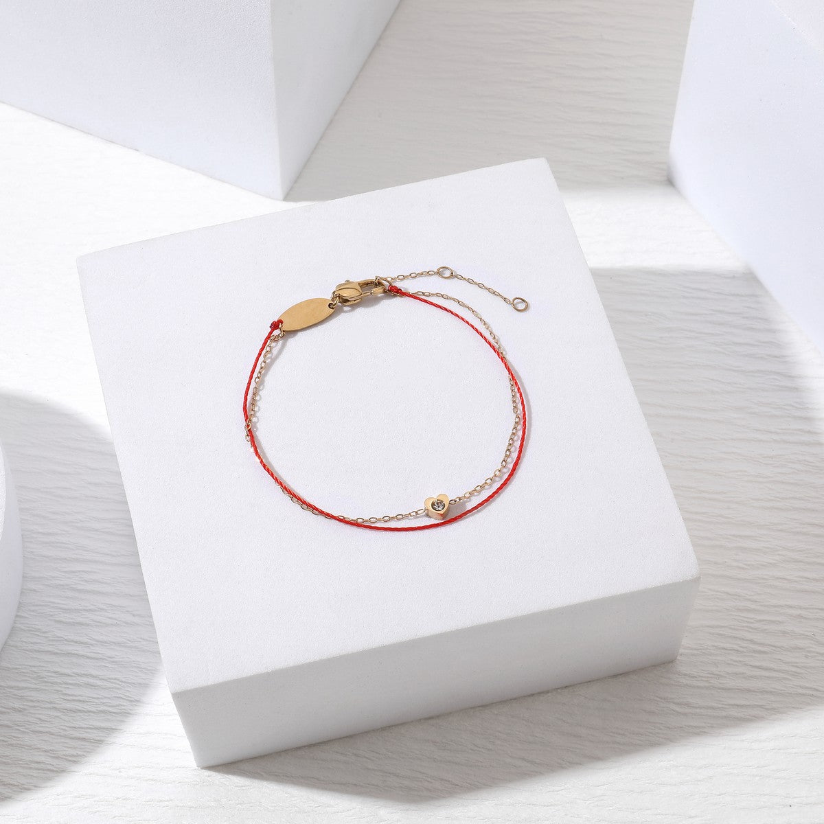 Layered String Bracelet with Heart - Gold YD22908YGD