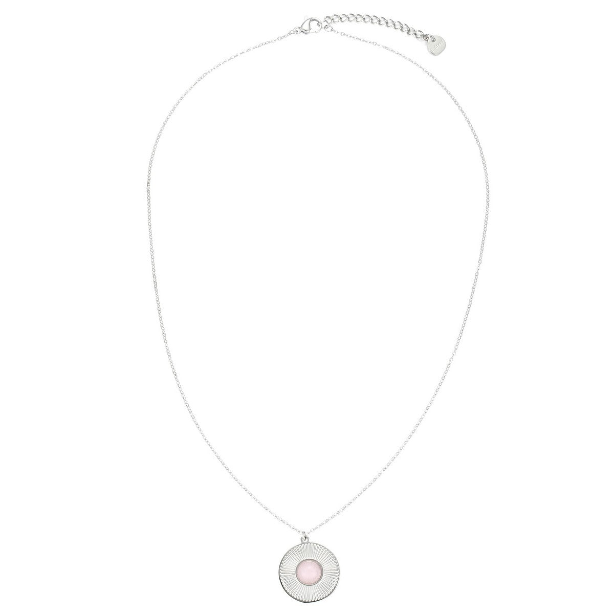 Circle Pendant Necklace - Silver-Pink (YD29048SLR)