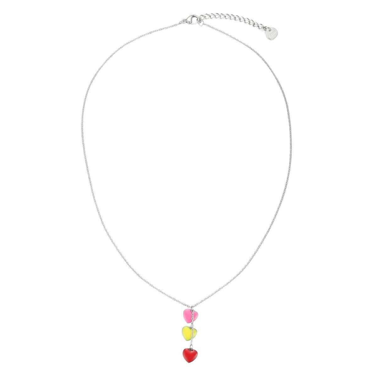 Triple Heart Pendant Necklace - Silver-Multi (YD29054MUL)