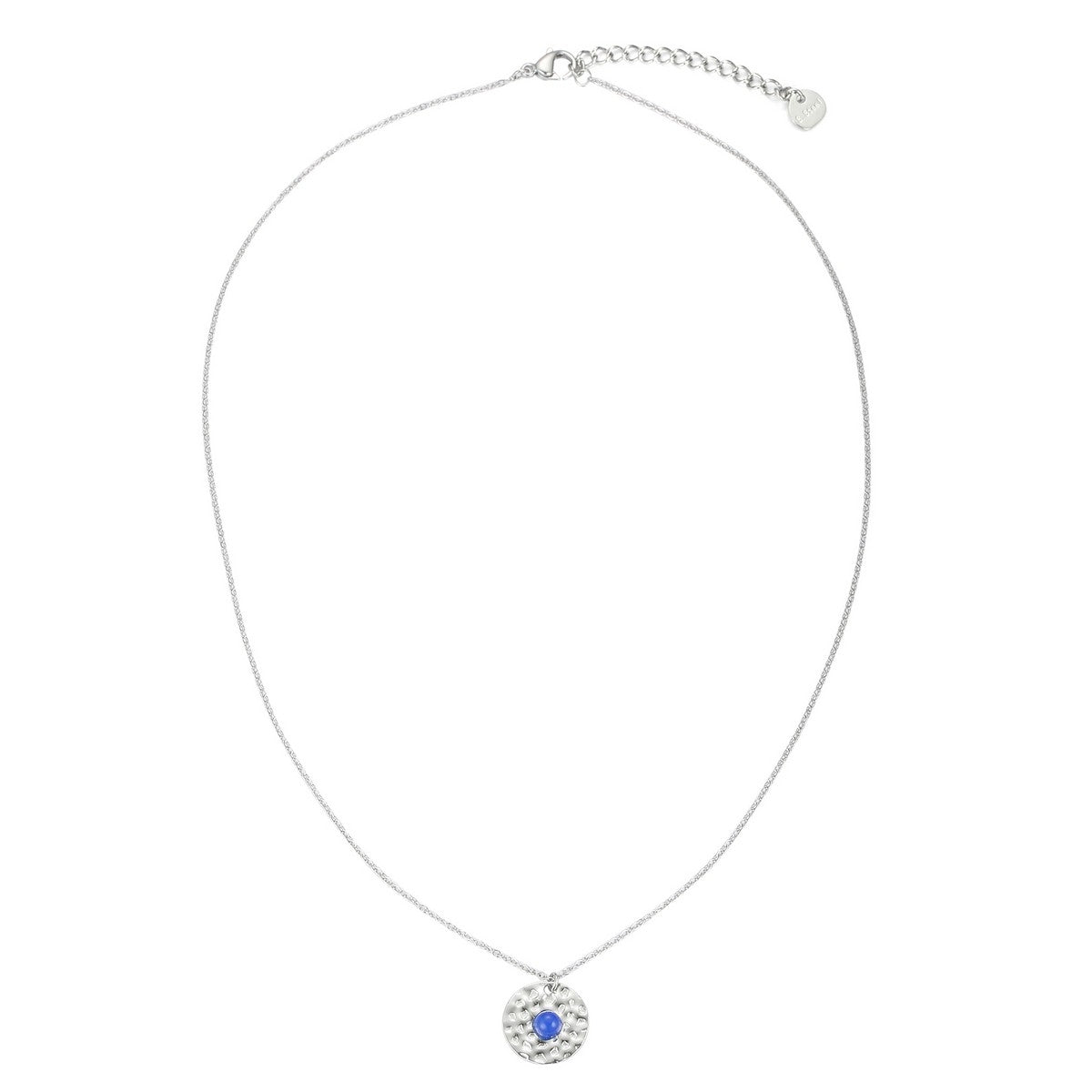 Circle Charm Pendant Necklace - Silver-Blue (YD29059SLR)