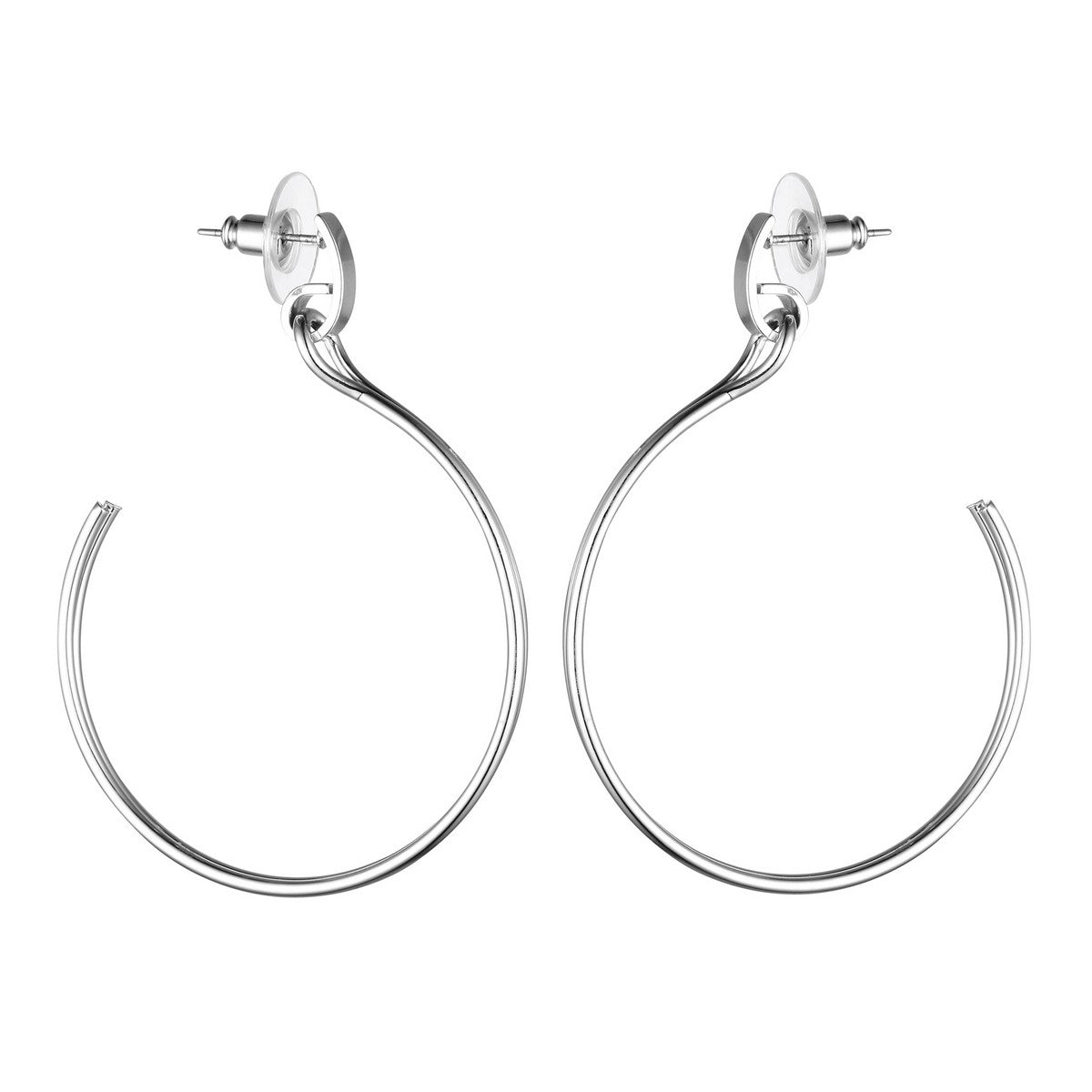 Simple Open Hoop Earrings - Silver (YE28023SLR)