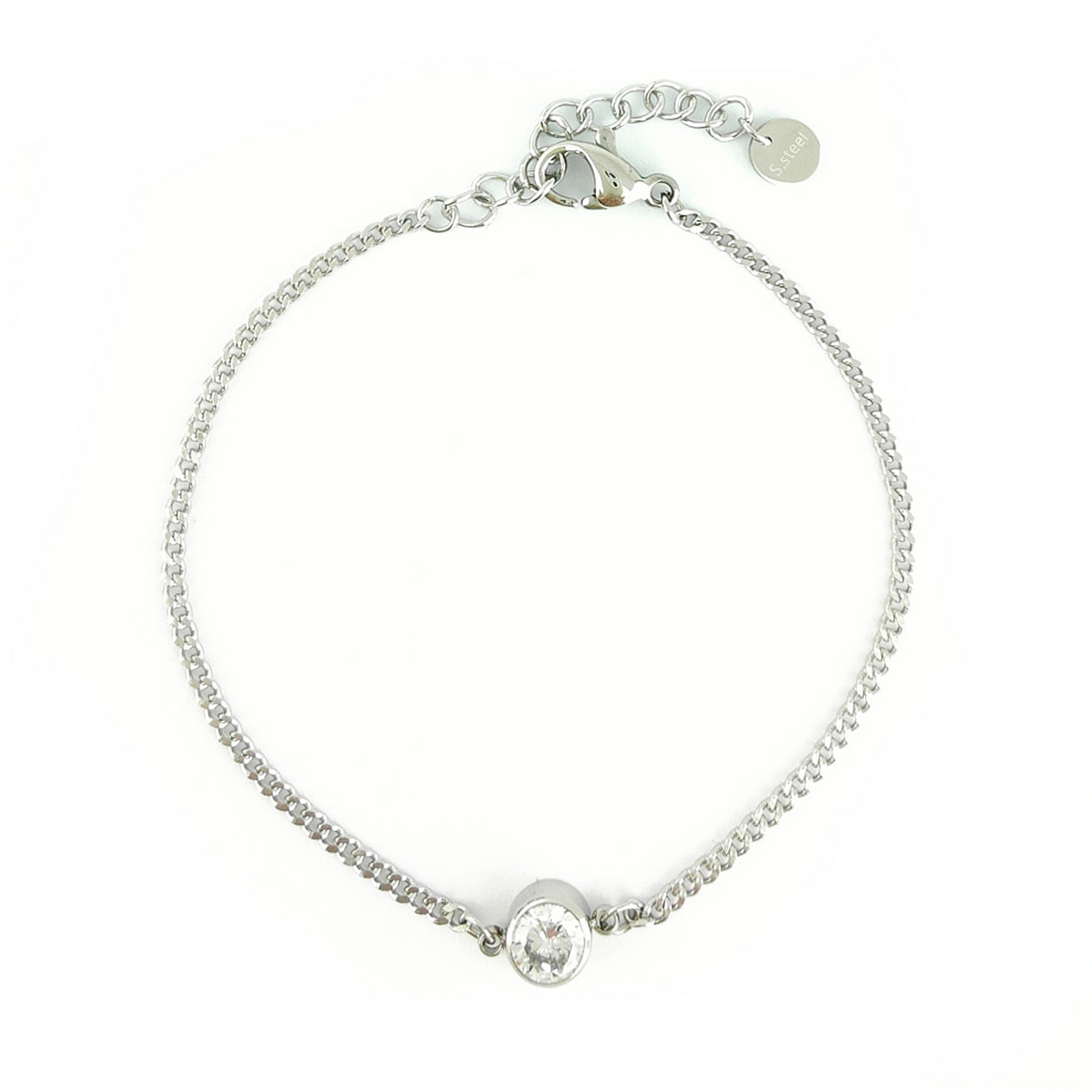 Sliver Single Diamond Stainless Steel Bracelet YG22904SLR