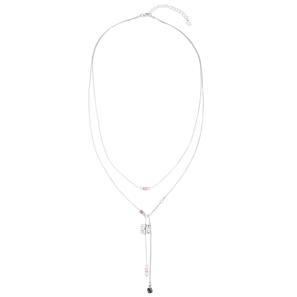Cubes and Stone Drop Long Necklace - Mix (YJ28013MIX)