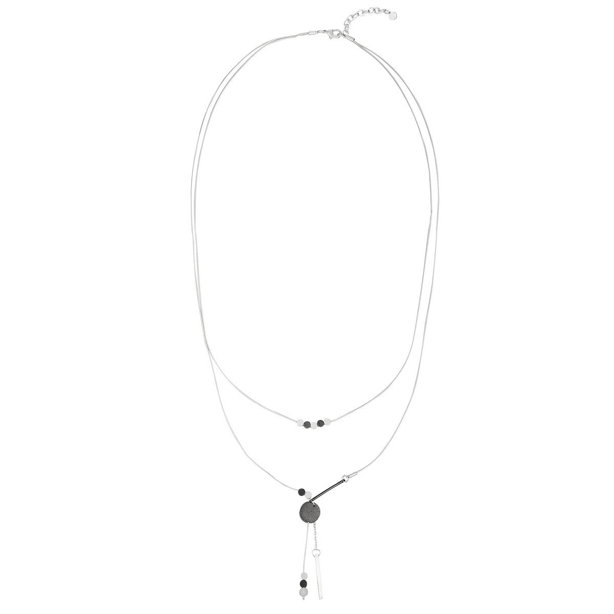 Circles and Bar Drop Necklace - Silver (YJ28016SLR)