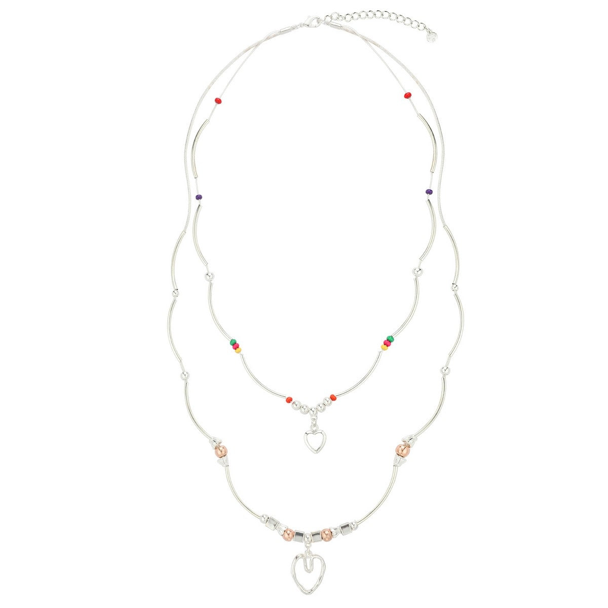 Curved Bars Hearts and Beads Necklace - Mix (YJ28073MIX)