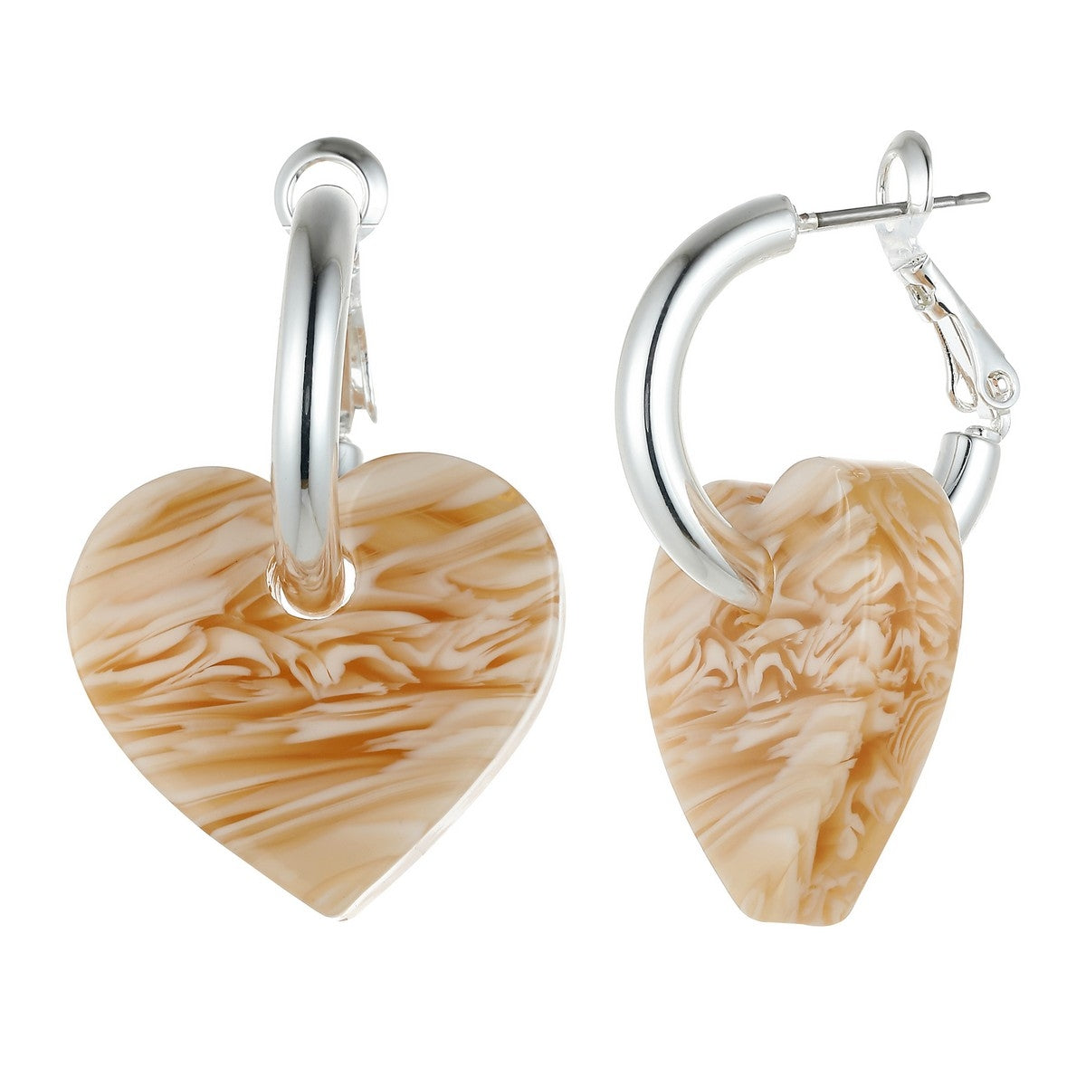 Small Heart Marble Earrings with Hoop YK10801YEL