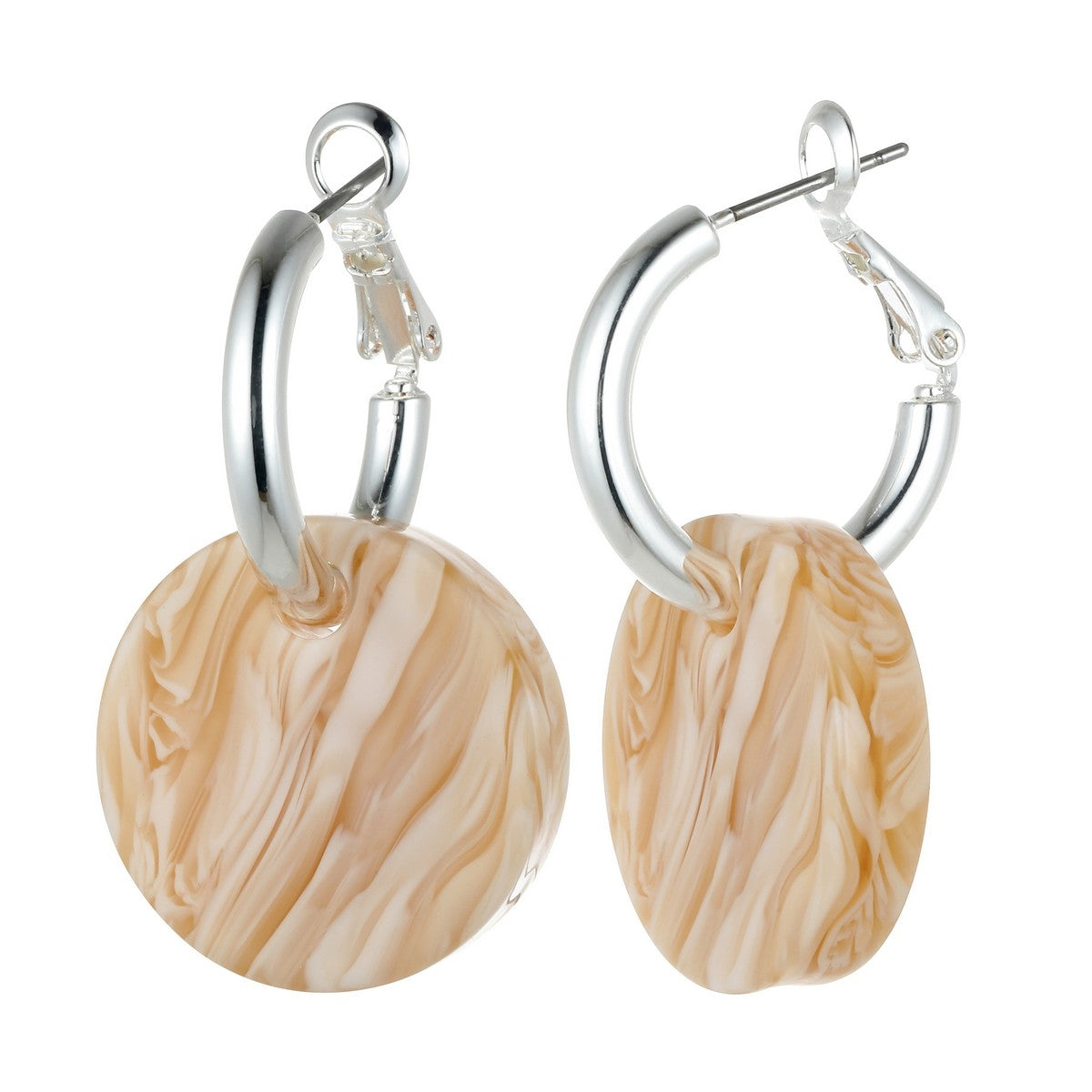 Small Disk Marble Earrings with Hoop YK10802YEL