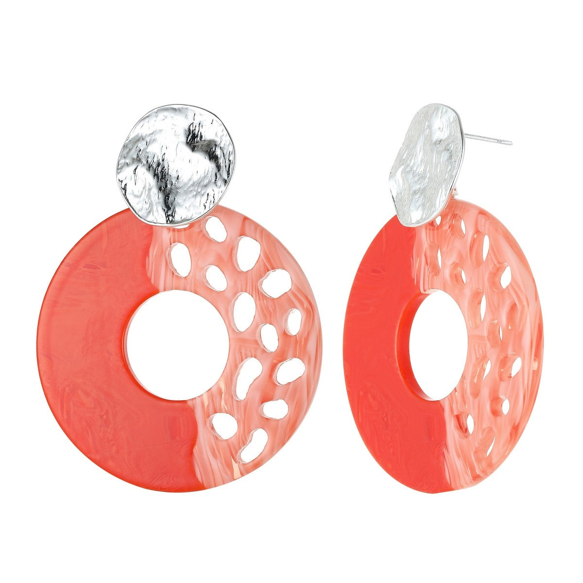 Geometric Pink Hoop Earrings YK10806PNK