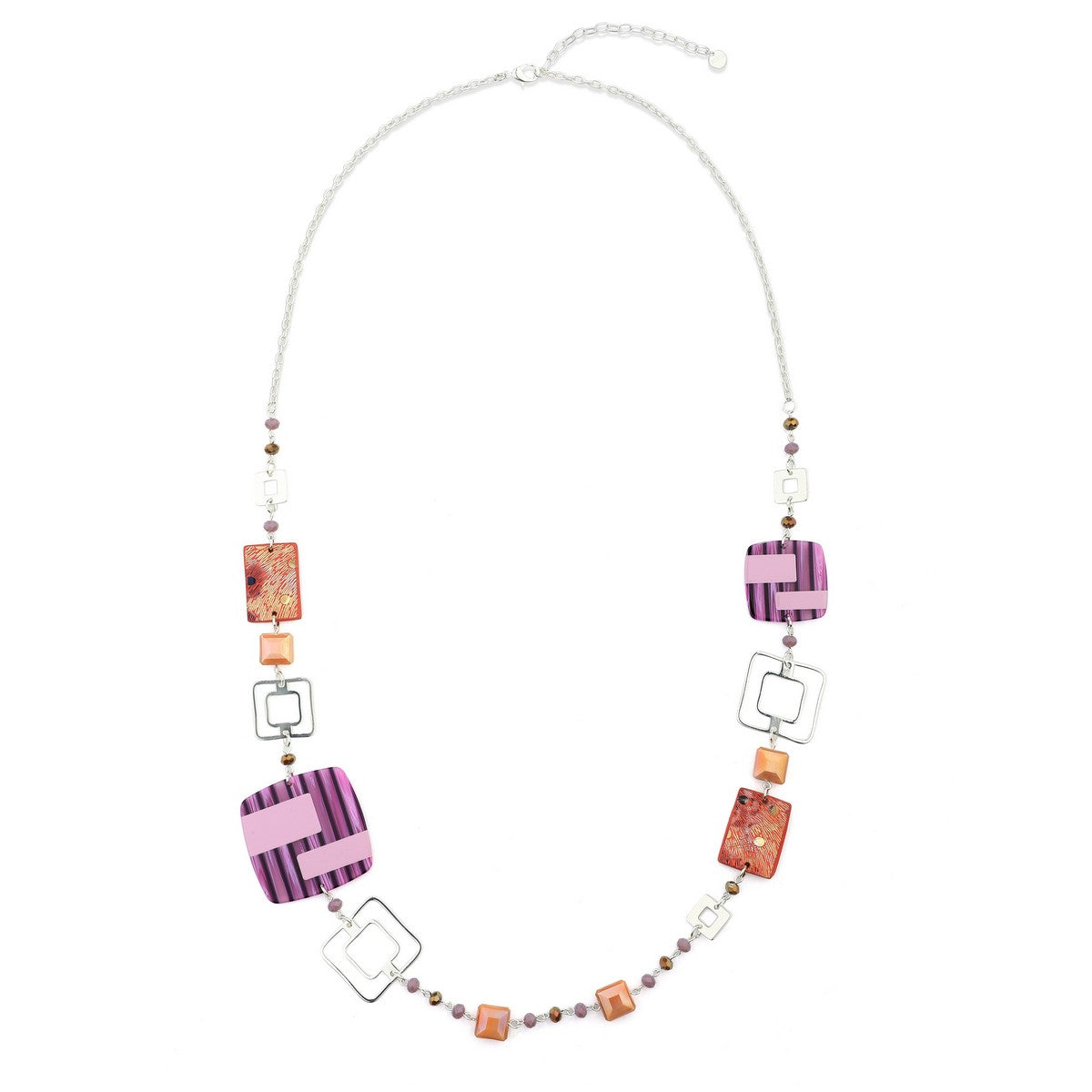 Colourful Beaded Chunky Long Necklace  YK21017PUR