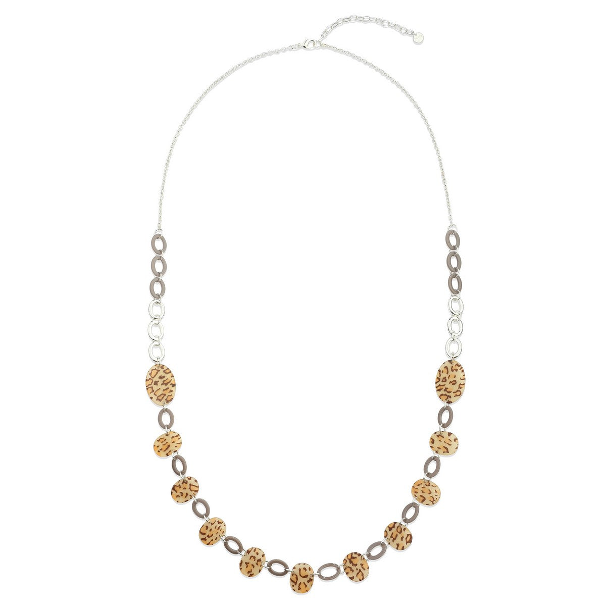 Leopard Print Chain Loop Long Necklace YK21020LPD