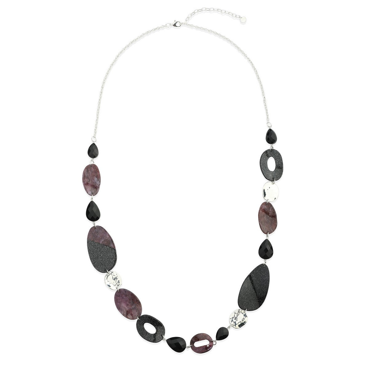 Brown & White Geometric Beaded Long Colourful Necklace YK21039MUL