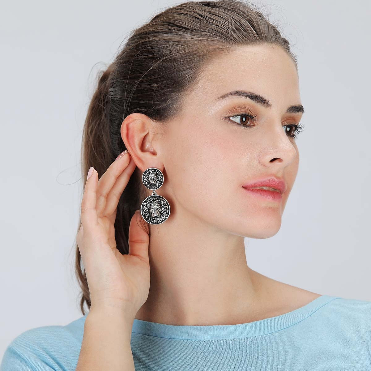 Lion Drop Earrings - Silver (YK39801SLR)