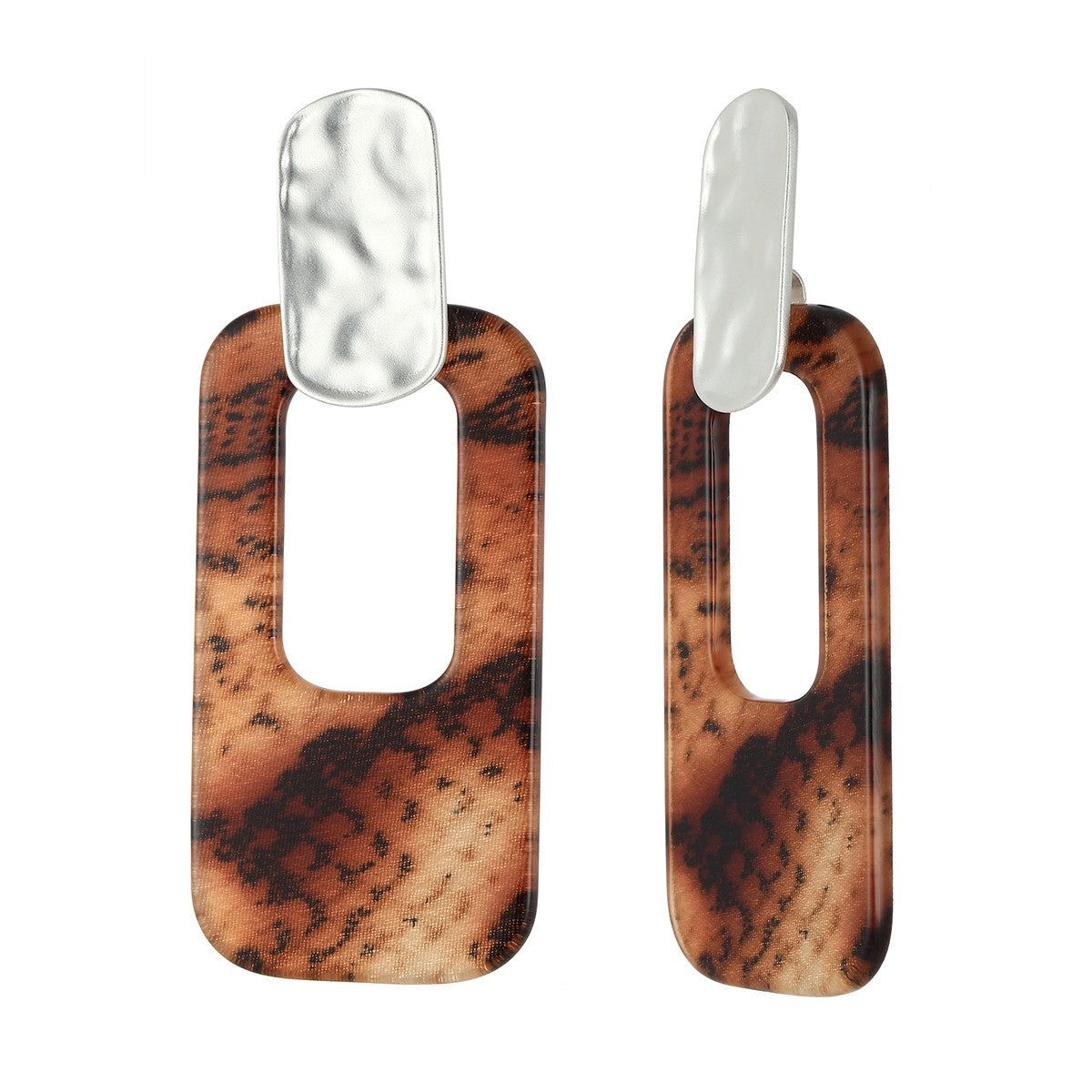 Rectangle Earrings - Snake Print (YK39807COF)