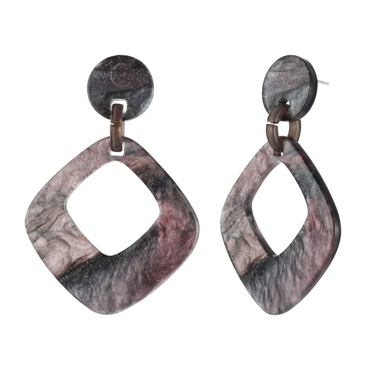 Rhombus Drop Shape Earrings - Grey (YK39809GRY)