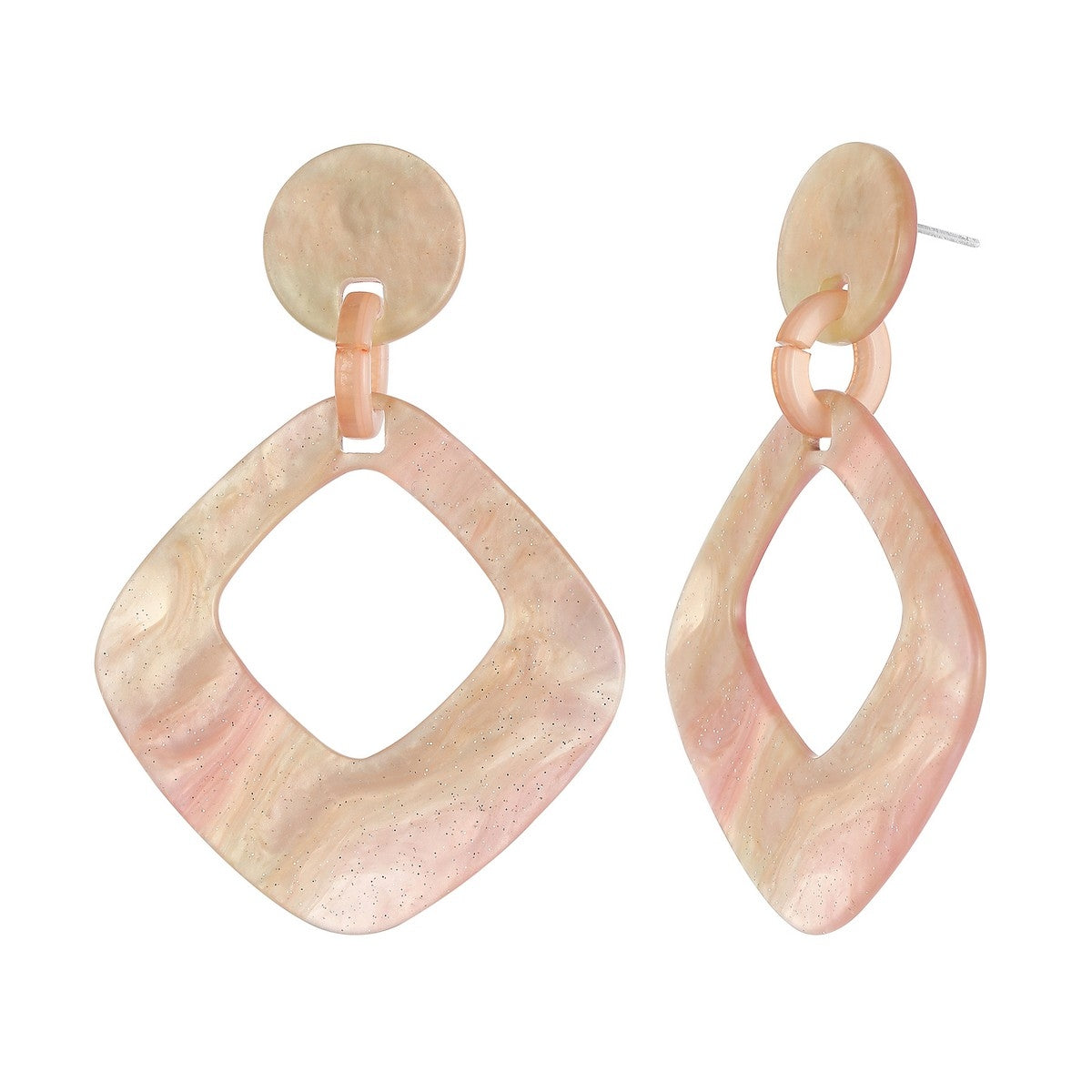 Rhombus Drop Shape Earrings - Peach (YK39809PCH)