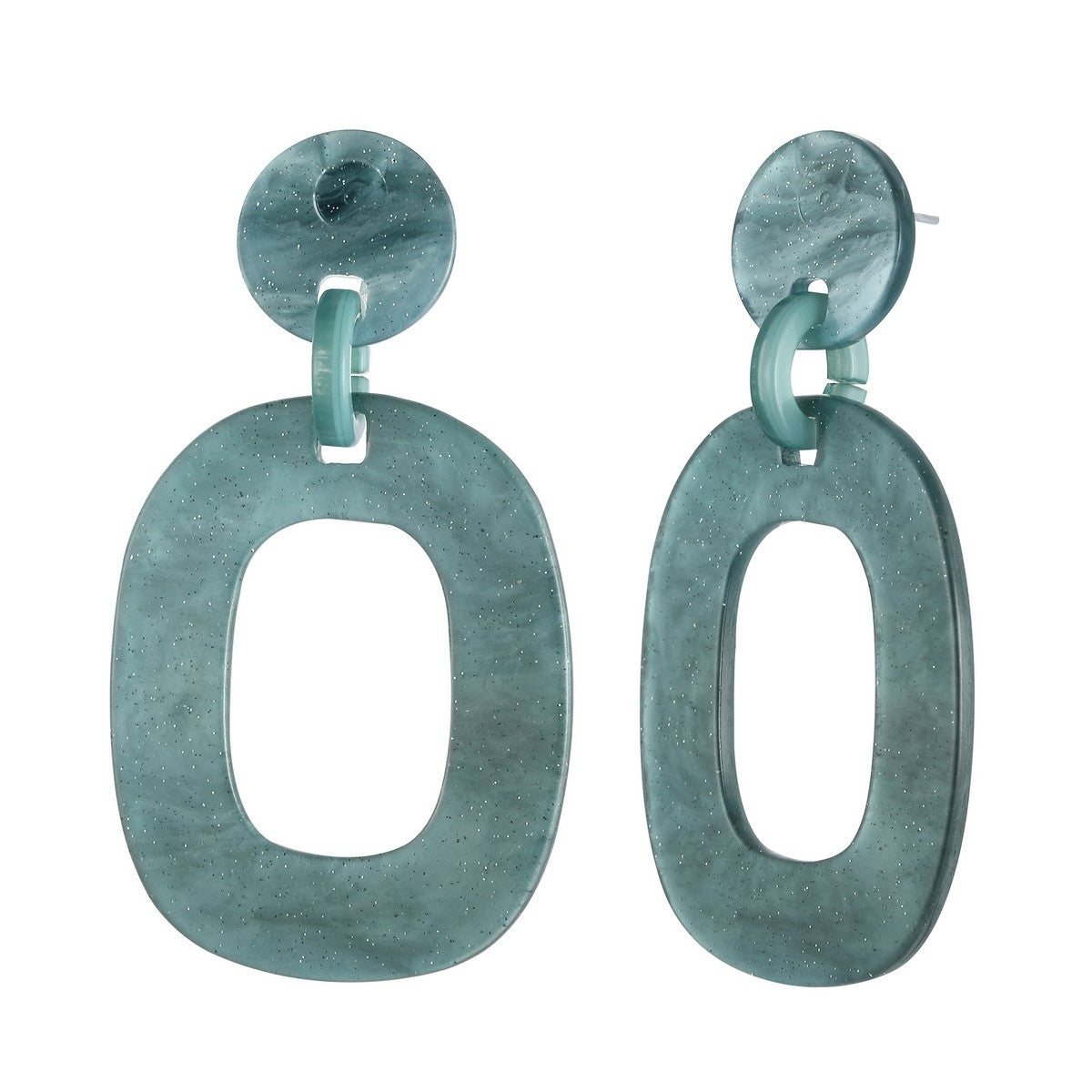 Squircle Drop Shape Earrings - Green (YK39810BLU)
