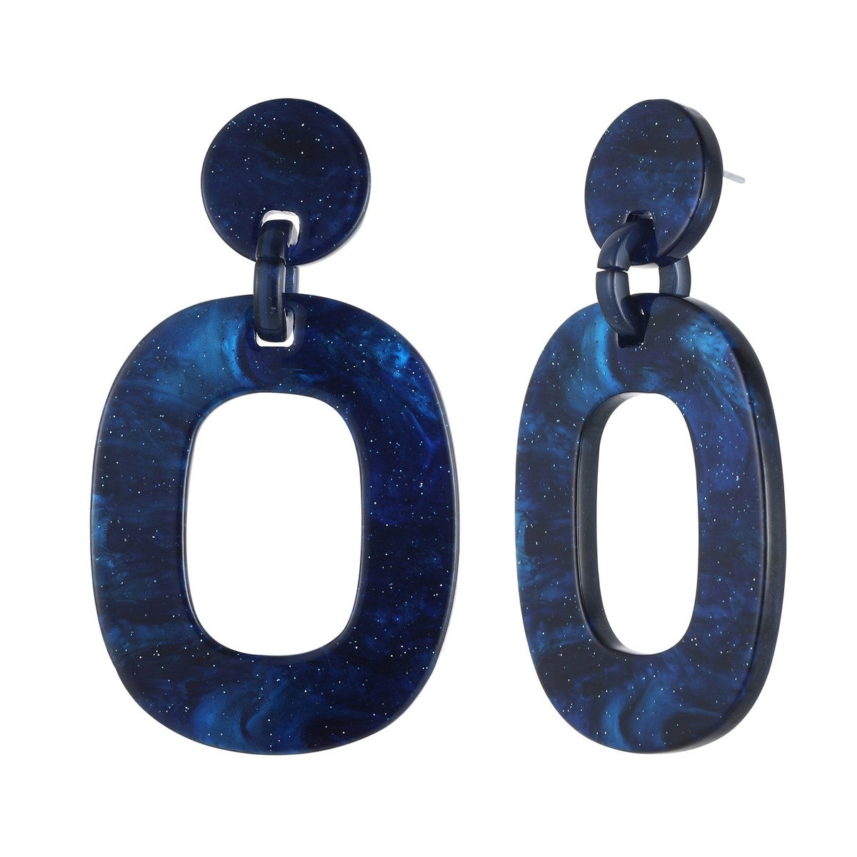 Squircle Drop Shape Earrings - Navy (YK39810NVY)