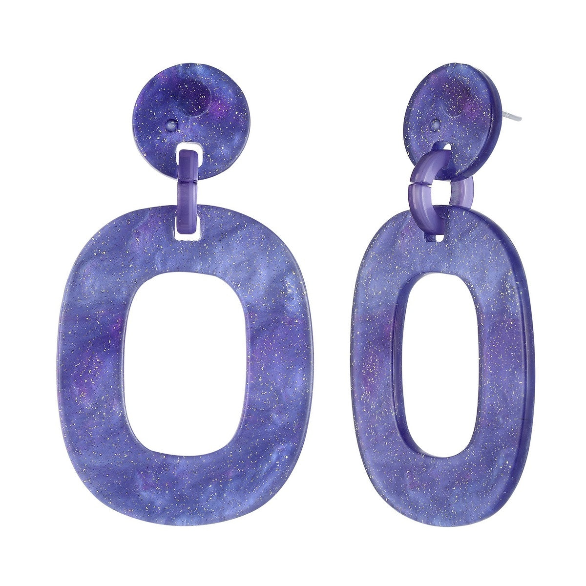Squircle Drop Shape Earrings - Purple (YK39810PUR)