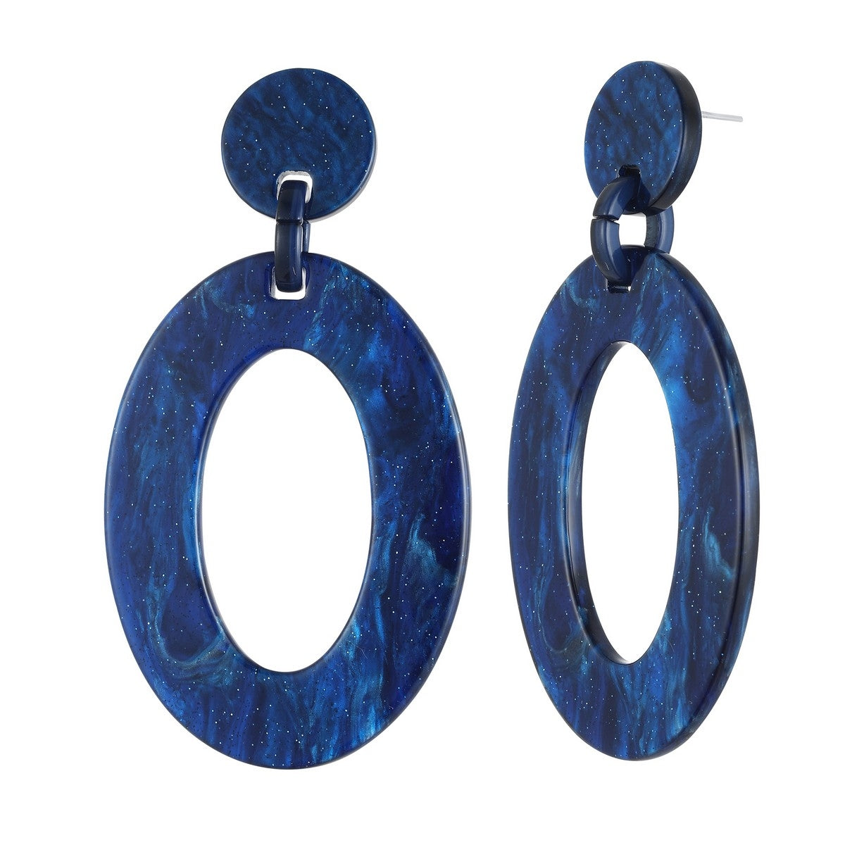 Oval Drop Shape Earrings - Navy (YK39811NVY)