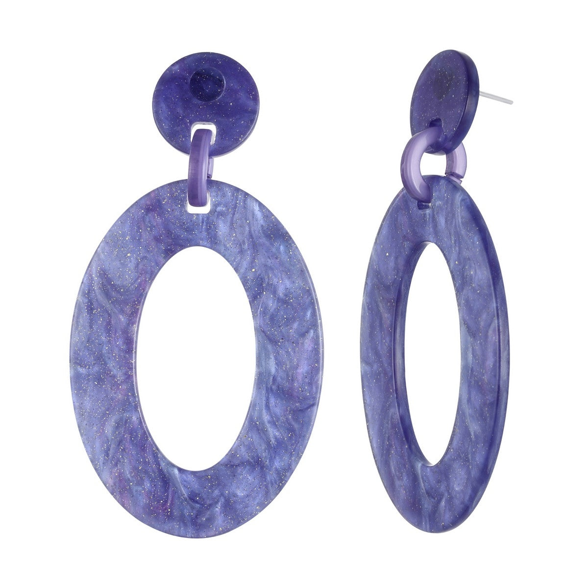 Oval Drop Shape Earrings - Purple (YK39811PUR)