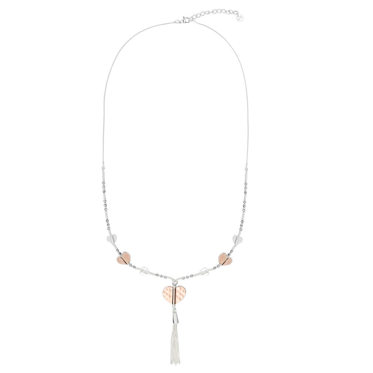 Hearts Beaded Tassel End Long Necklace - Mix (YL28020MIX)