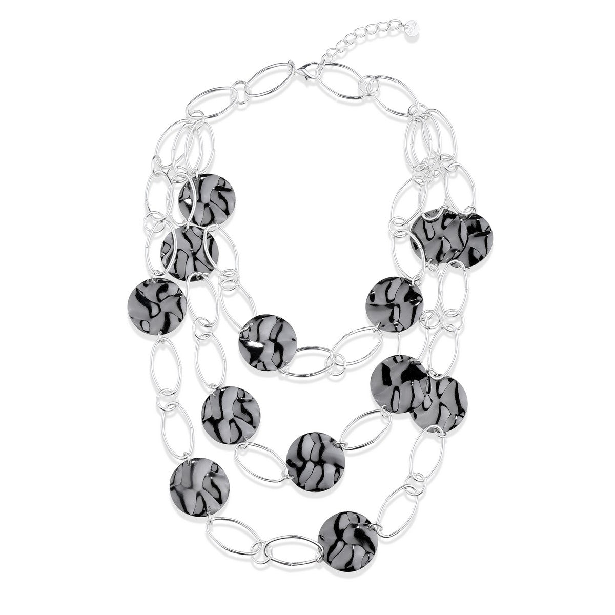 Layered Chunky Chain Loop Necklace with Grey Disks YN22036MIX