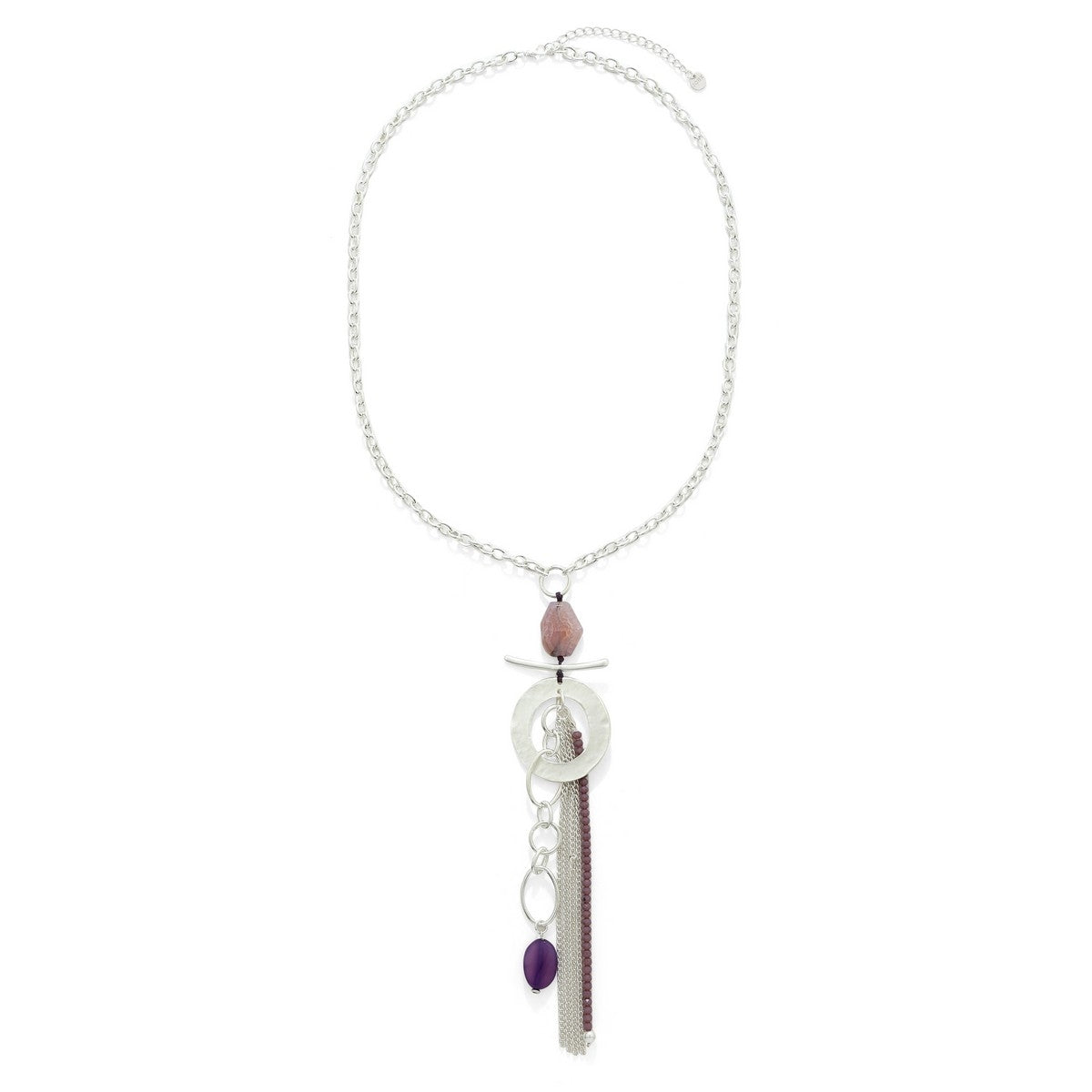Tassel Chain Long Necklace Purple YT10011PUR
