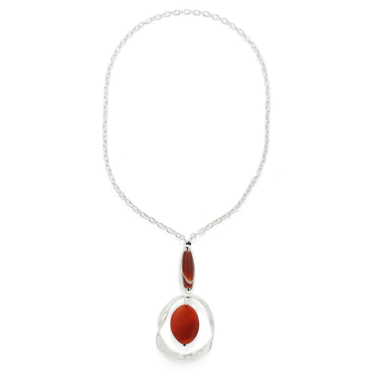 Red Oval Chain Long Necklace   YT10017RED