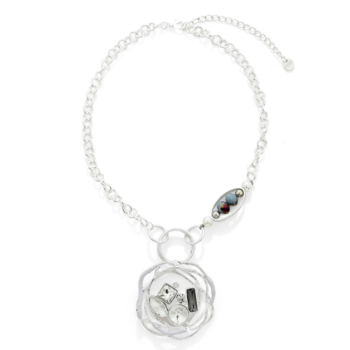 Silver Chain Link necklace with Pendant YT10027SLR