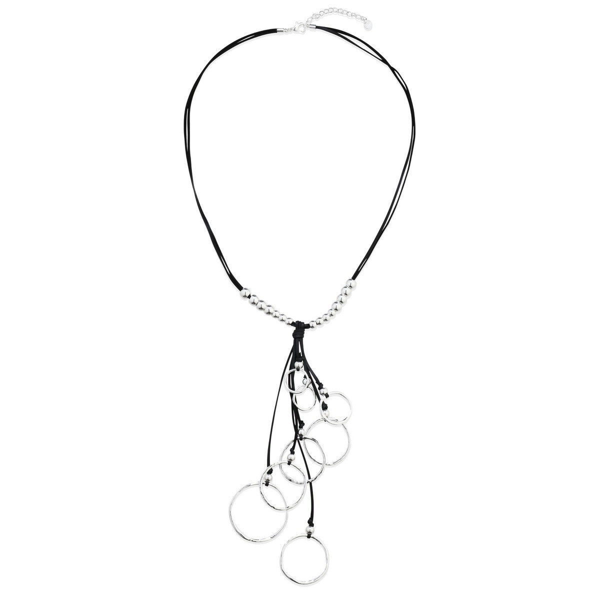 Silver Rope-style Long Necklace with Rings YT22010SLR