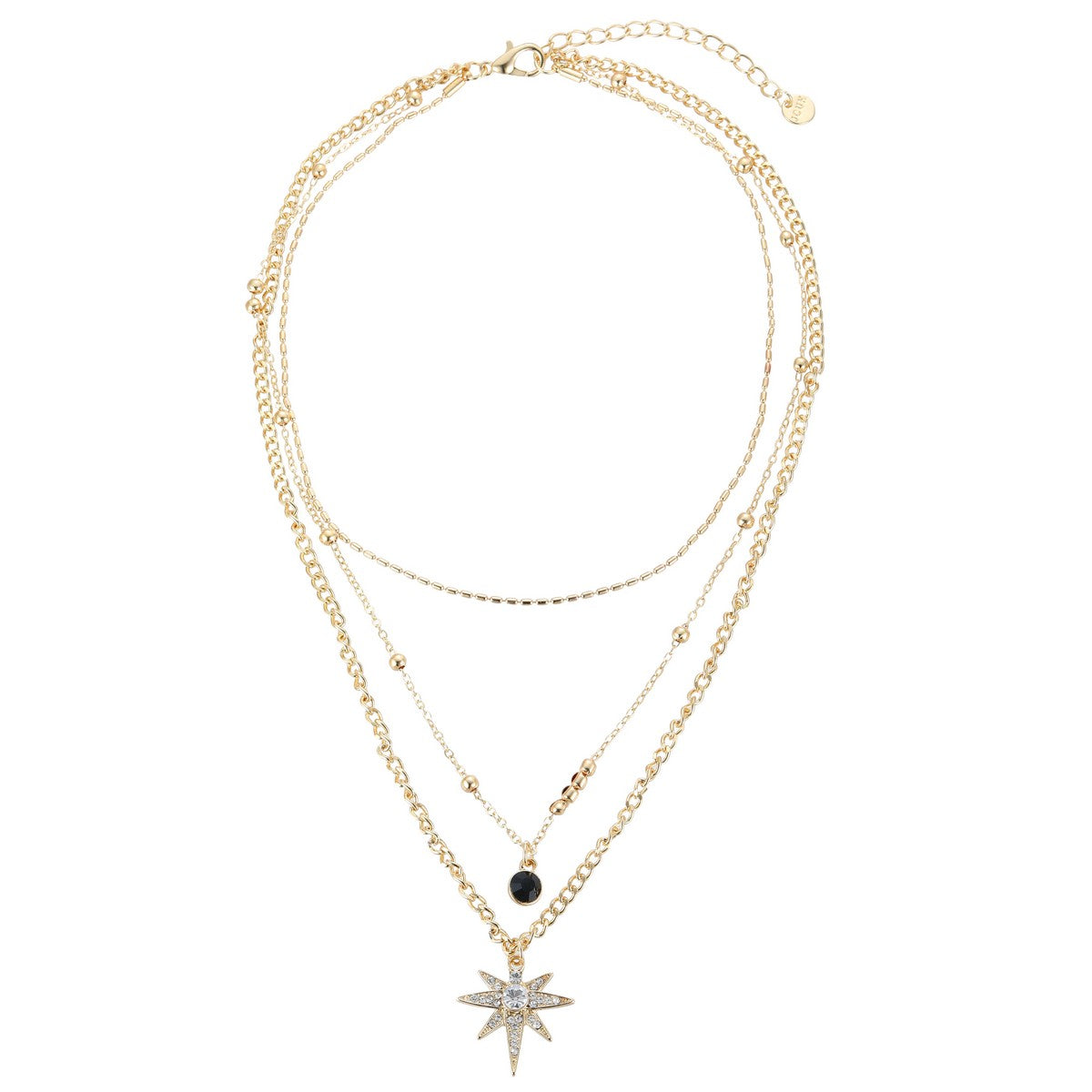 Gold Diamante Star Pendant Layered Short Necklace YT22016YGD