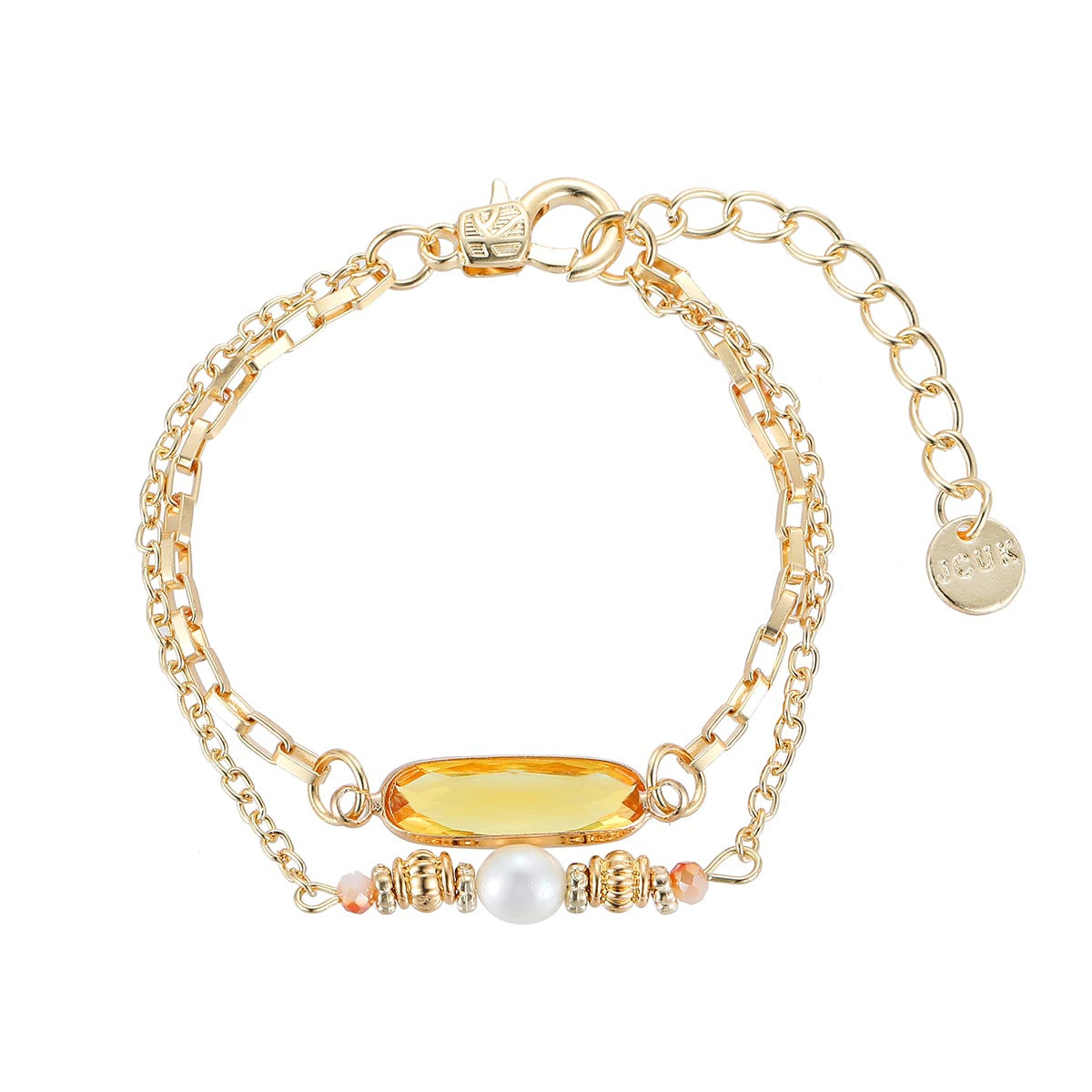 Gemstone Layered Bracelet with Pearl - Gold YT22910YGD