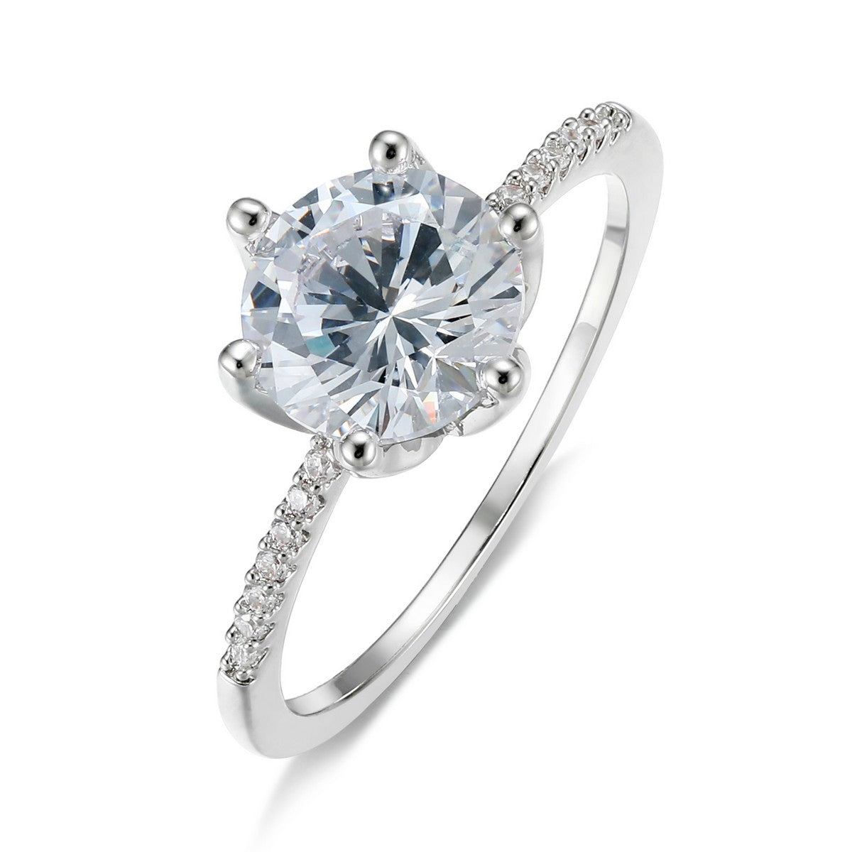 Minimalist Silver Diamante Band Gemstone Ring YV10002SLR