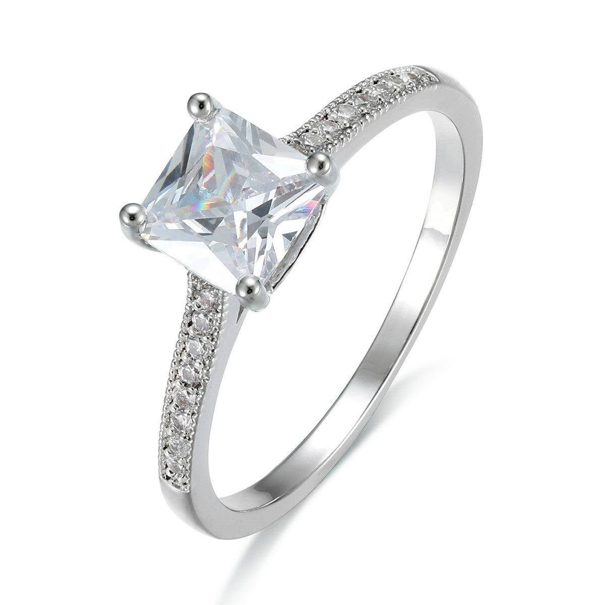 Small Square Diamond Ring with Diamante Band YV10005SLR