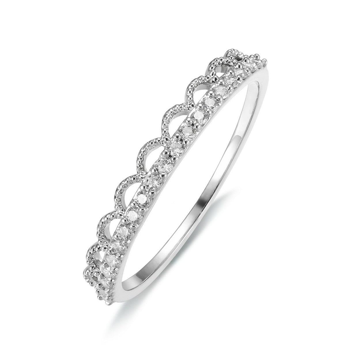 Silver Wave Band Ring with Gems and Diamante YV10022SLR