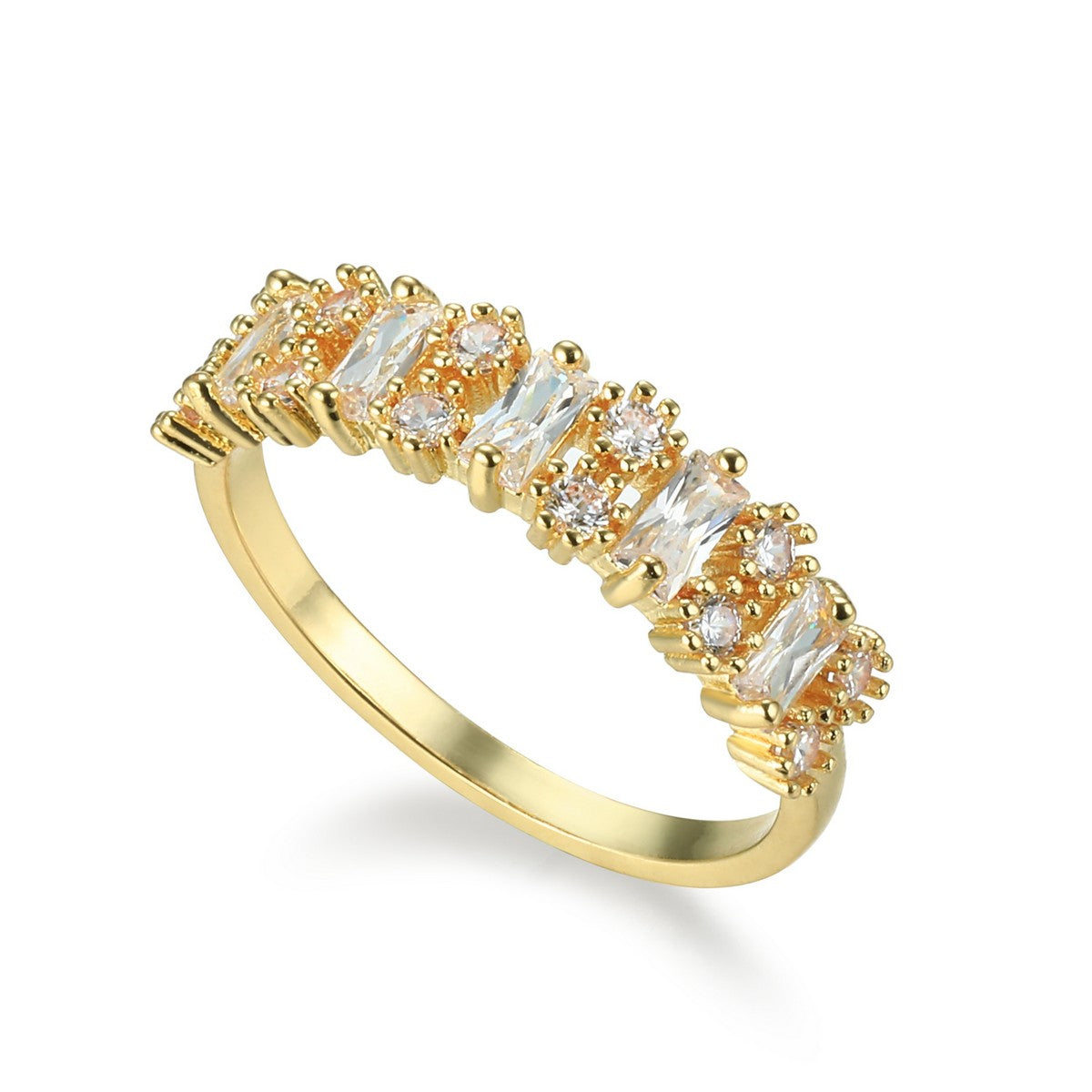 Gold Plated Ring with Diamonds and Gem Details YV21007YGD