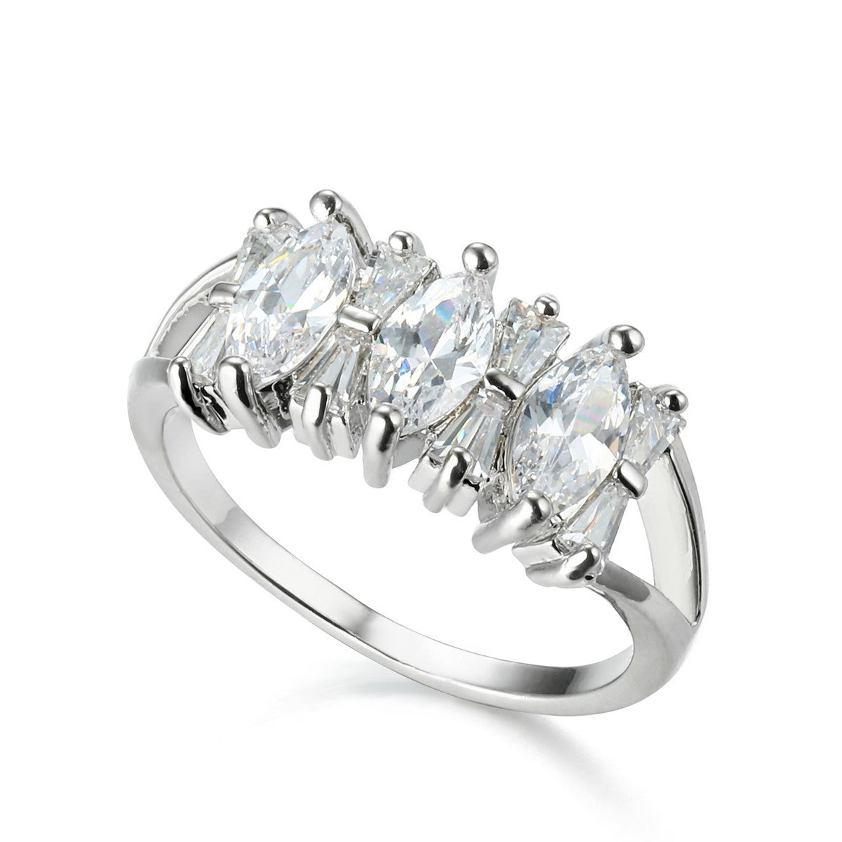 Silver Gold Plated Mixed Gem Band Ring YV21010SLR