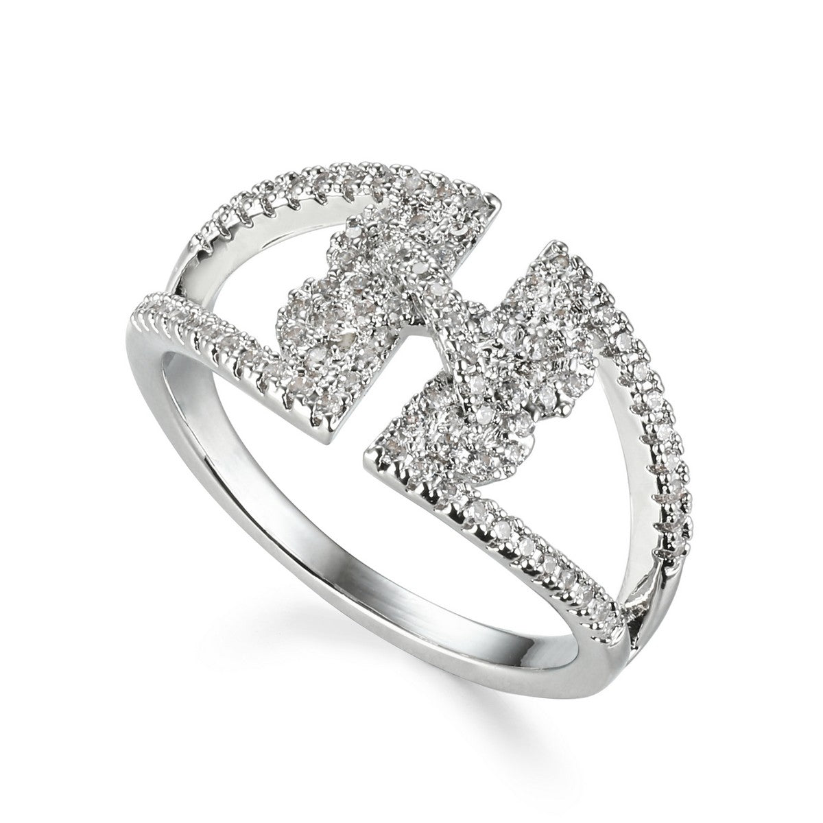 Silver Gold Plated Diamante Cross Ring YV21011SLR