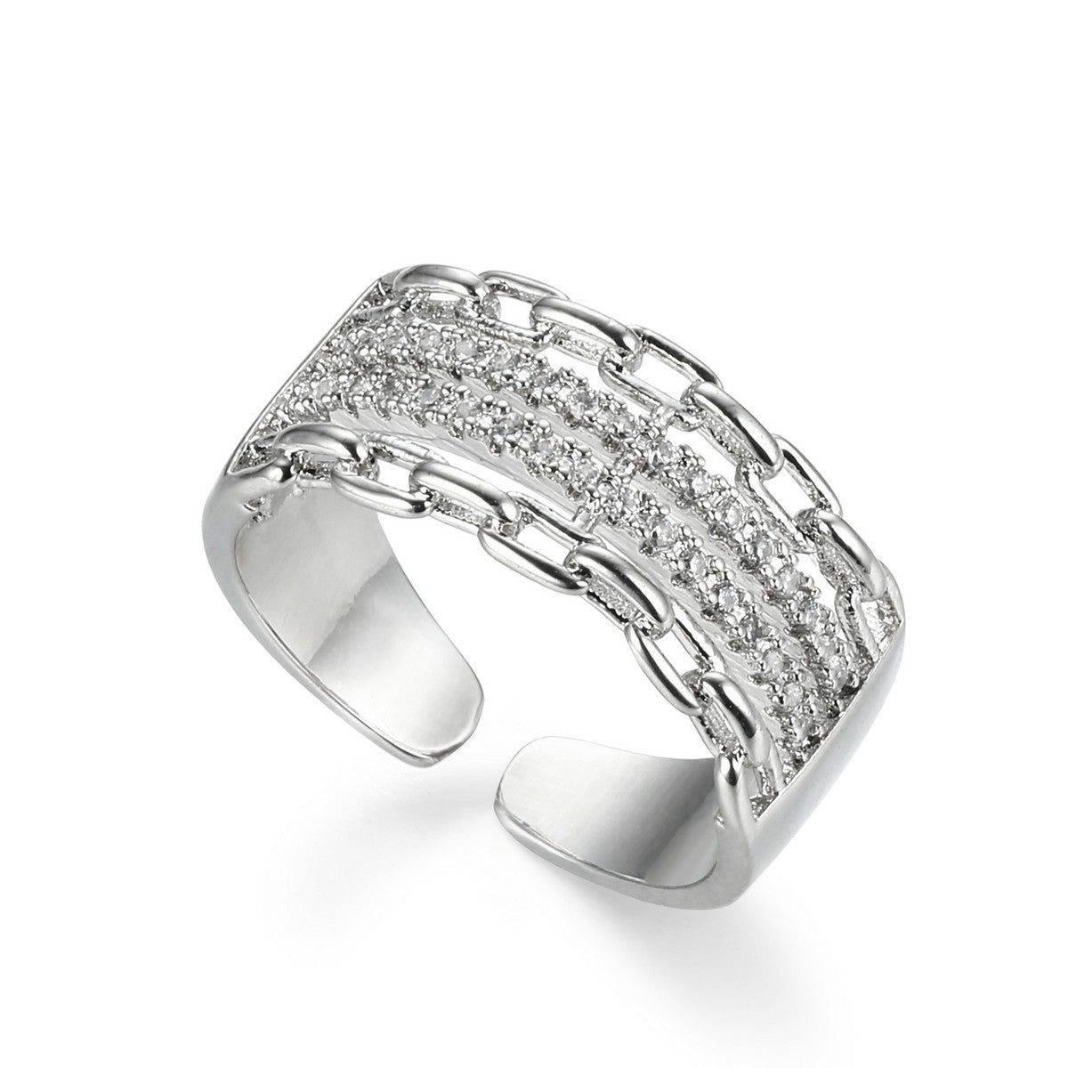 Sliver  Double Layer Open Ring YV21012SLR