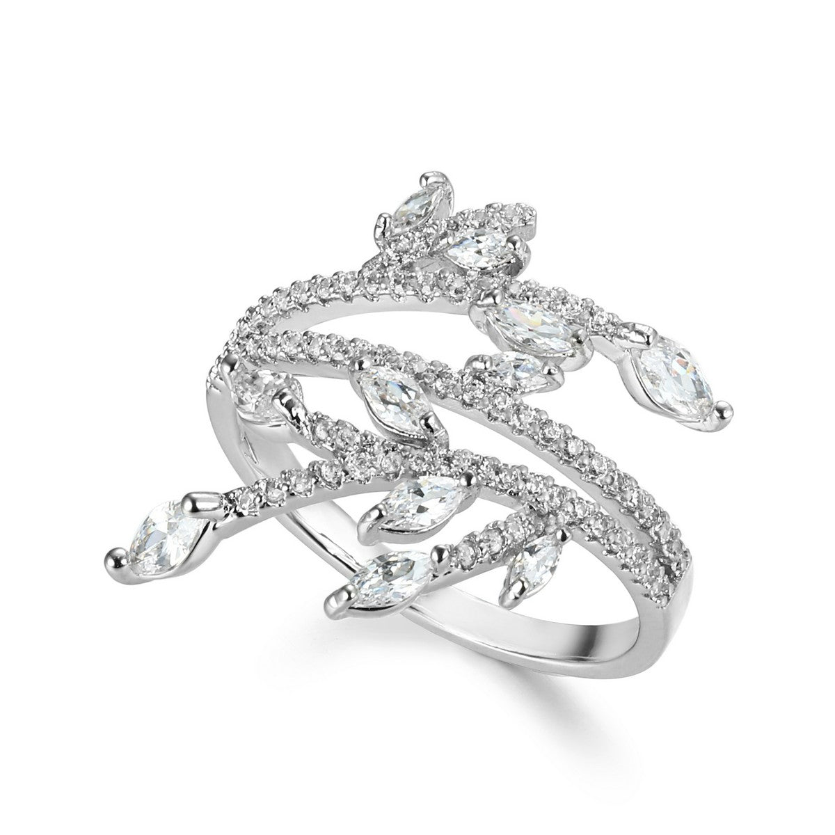 Silvery Diamante Branch Ring YV21020SLR