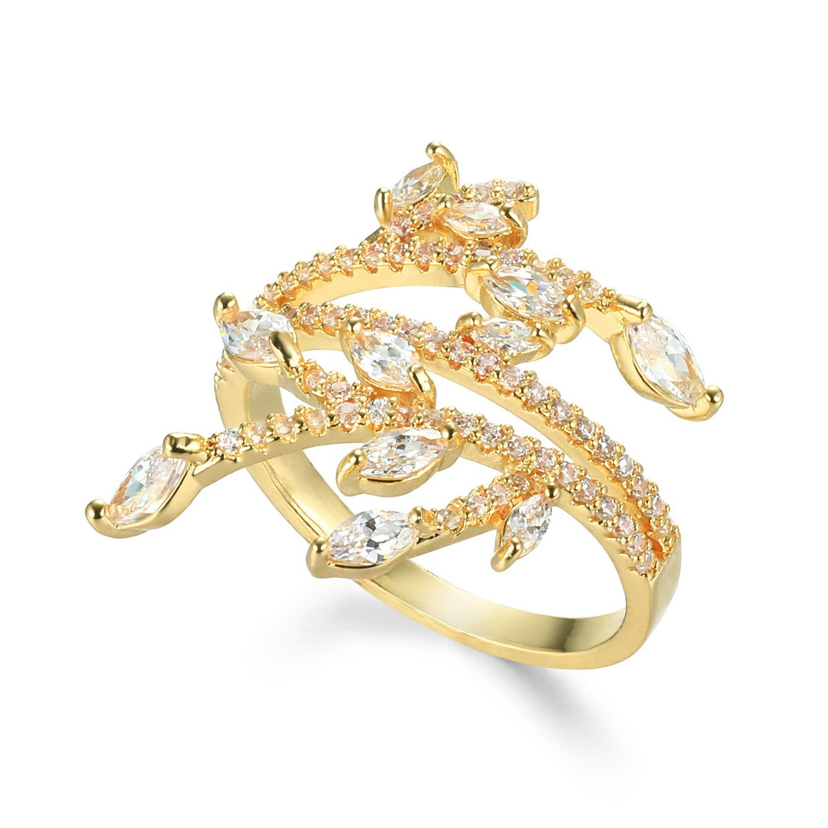 Golden Diamante Branch Ring YV21020SLR